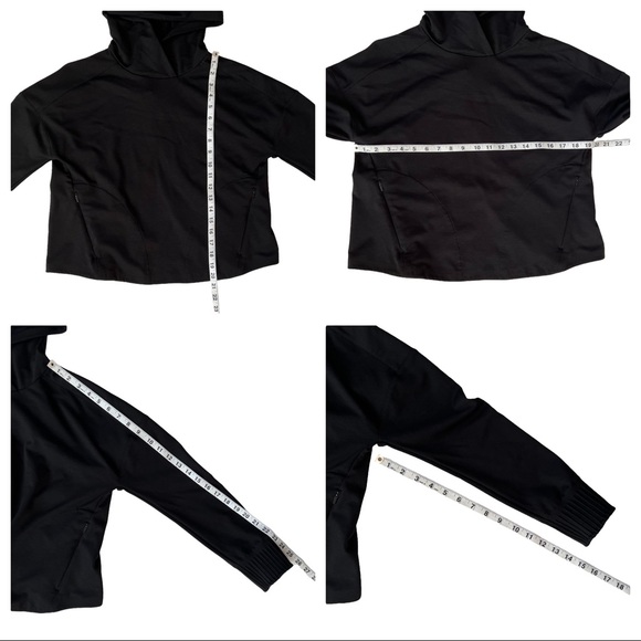 Lululemon Athletica Split Out Hoodie Black 6/S Open Tie Back Cropped Sweatshirt - Picture 14 of 15